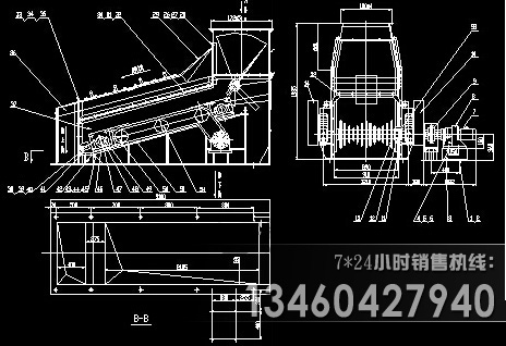 波動篩結(jié)構(gòu)圖紙三視圖