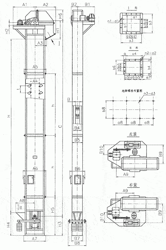 常見的TD、TH、NE斗提機(jī)標(biāo)準(zhǔn)地腳孔參數(shù)